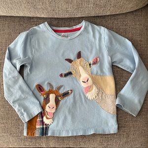 Boys Mini Boden goat shirt, size 4/5 years